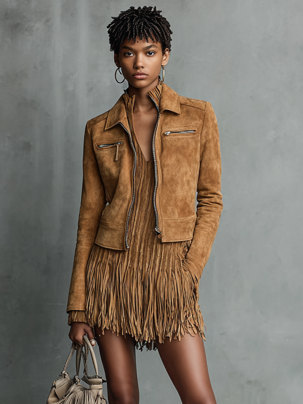 Bel | Fashion Cropped Suede Lapel