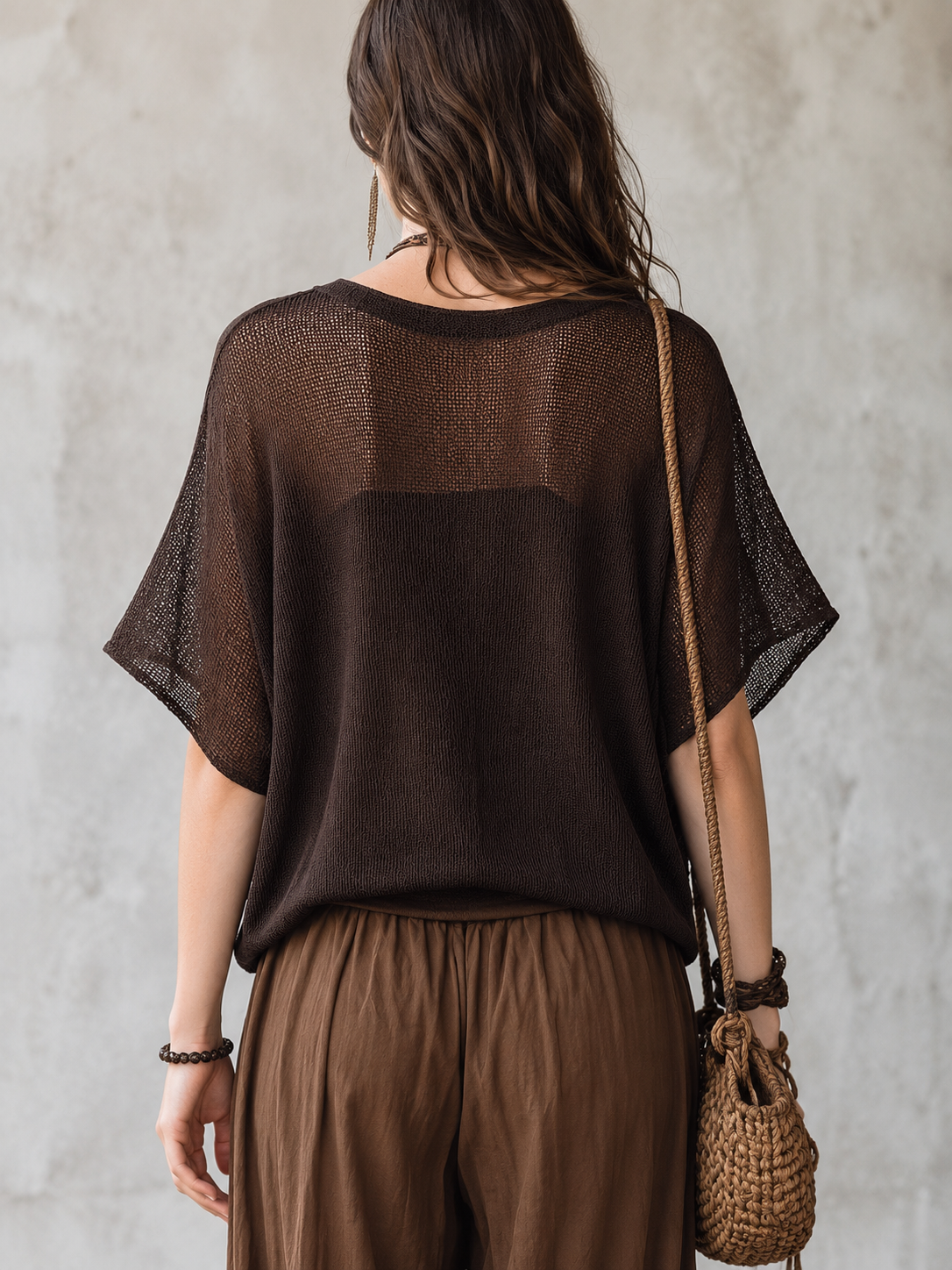 Maeve | Mesh Button-Front Boho Henley Top