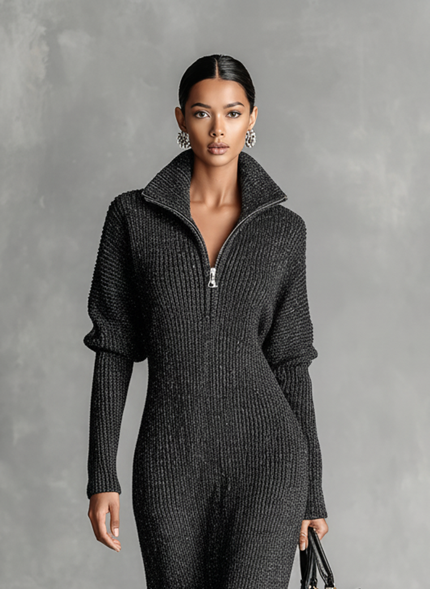 Ruby | Solid Color Zipper Neck