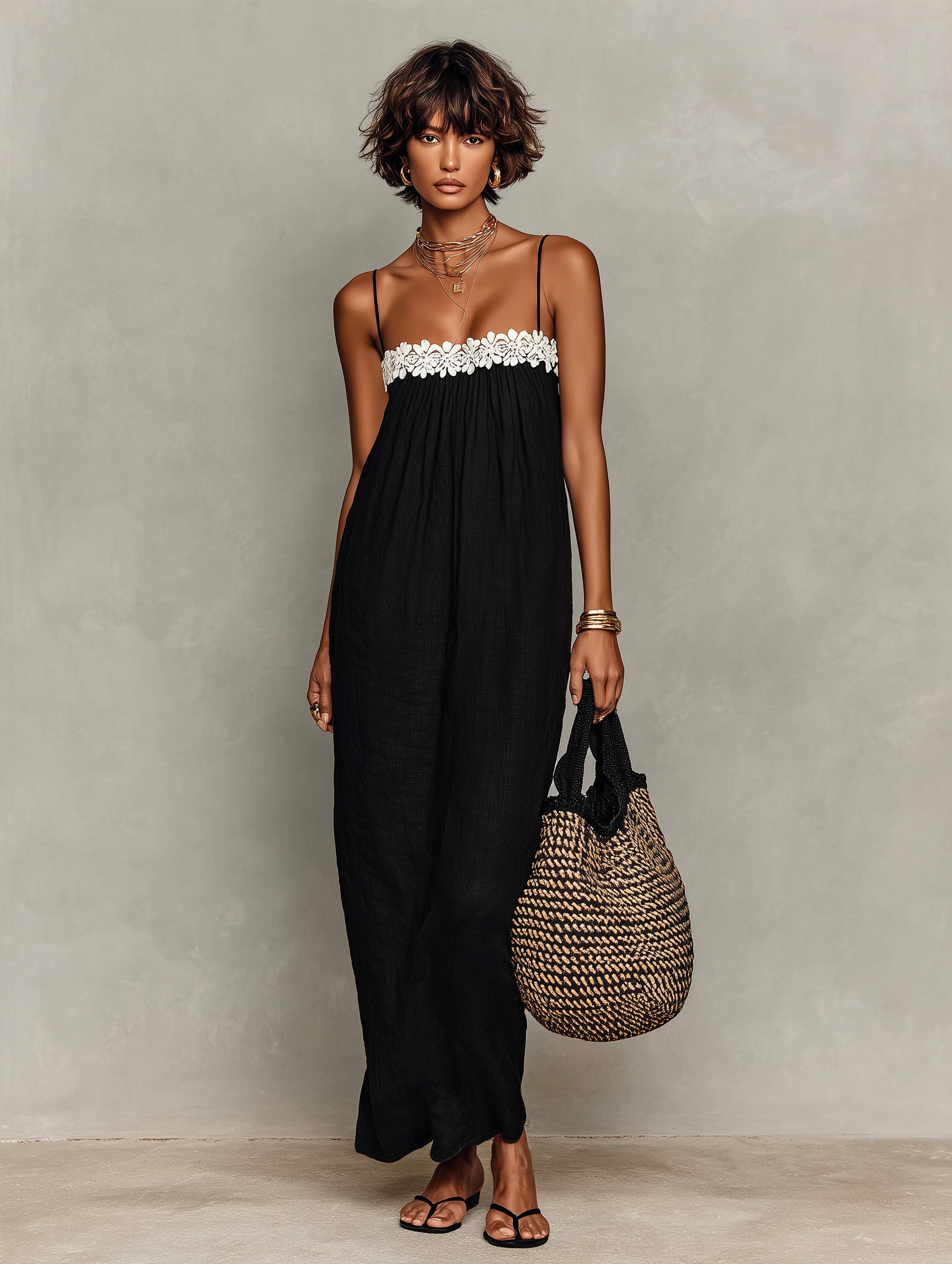 April | Linen-Blend Lace-Paneled Strapless Spaghetti