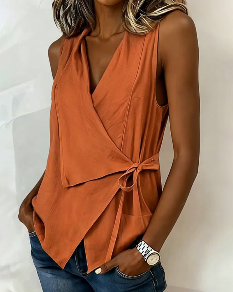 Brenda | Wide Strap Cross Top with Bow