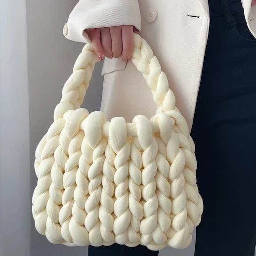 Aurora | White Mini Chunky Knit Bag