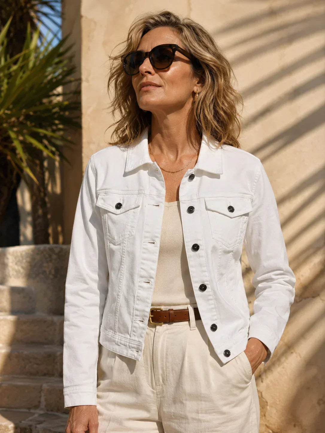 Genevieve | White Denim Jacket