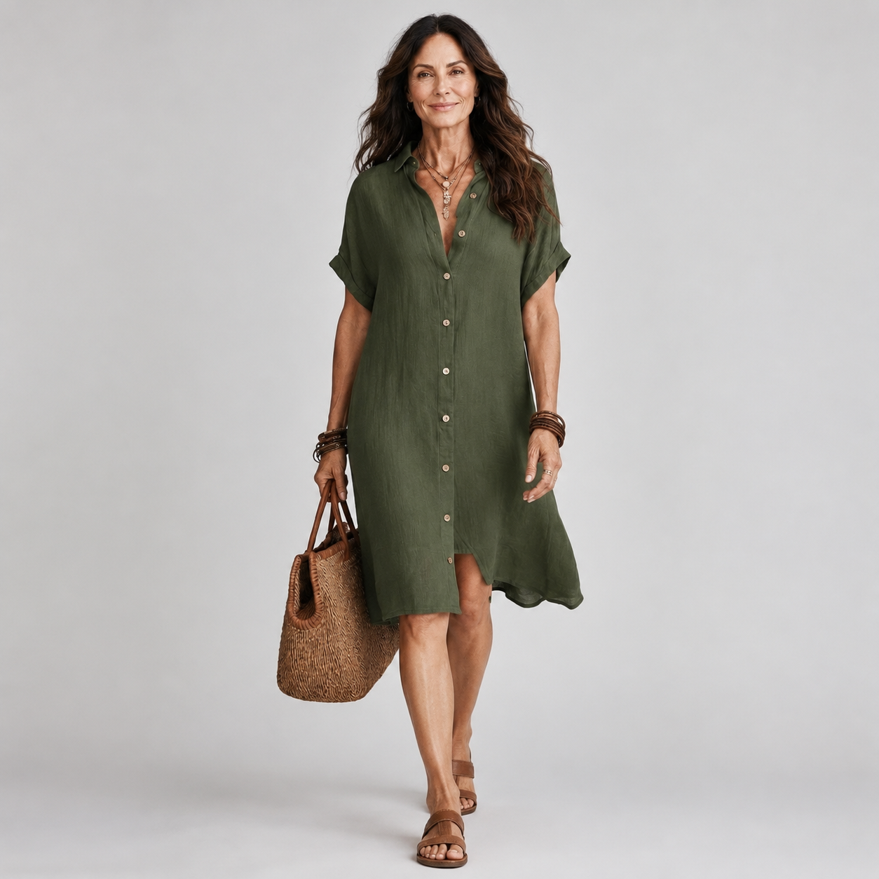 Claire | Relaxed Button-Front Midi Dress