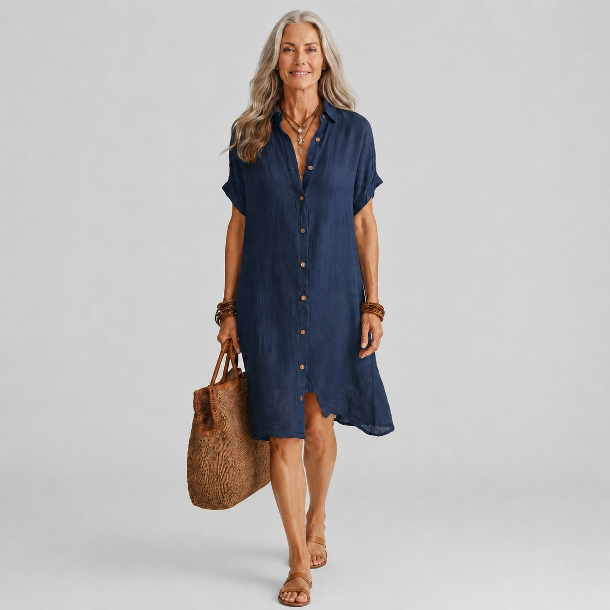 Claire | Relaxed Button-Front Midi Dress