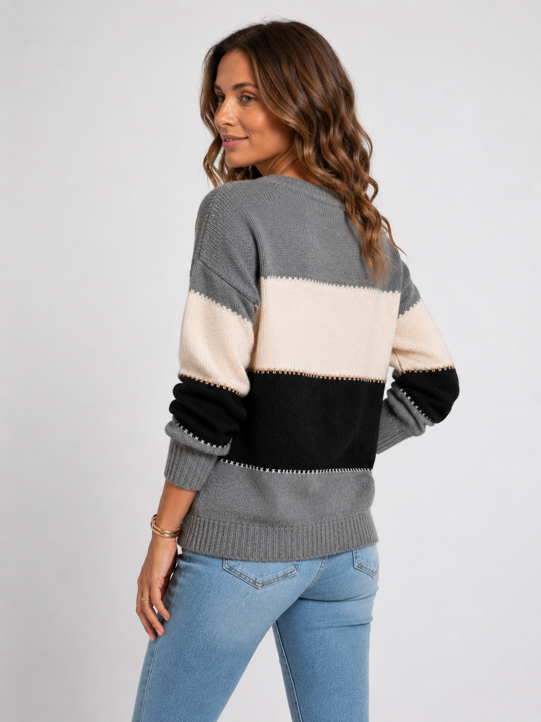 Elise Moretti | Colour Block Knit Sweater For Women