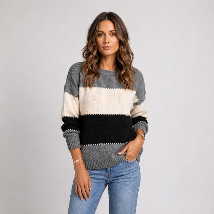 Elise Moretti | Colour Block Knit Sweater For Women