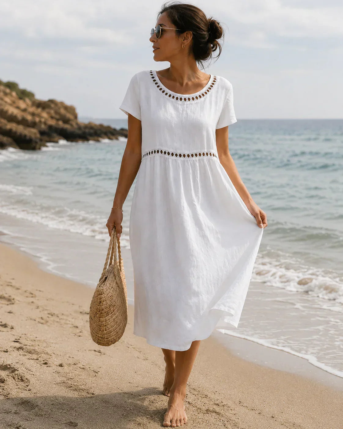 Aurora | White Embroidered Airy Dress