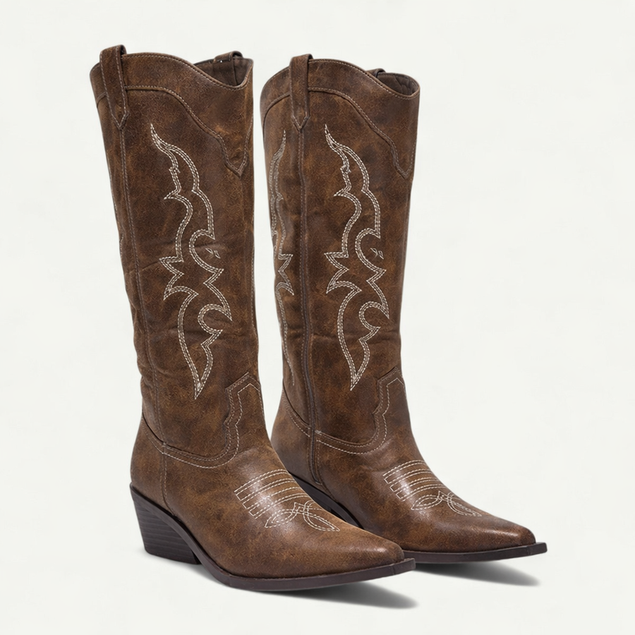 Mella | Western Calf High Pointed Toe Boots for Women