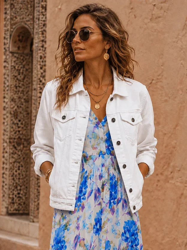 Genevieve | White Denim Jacket