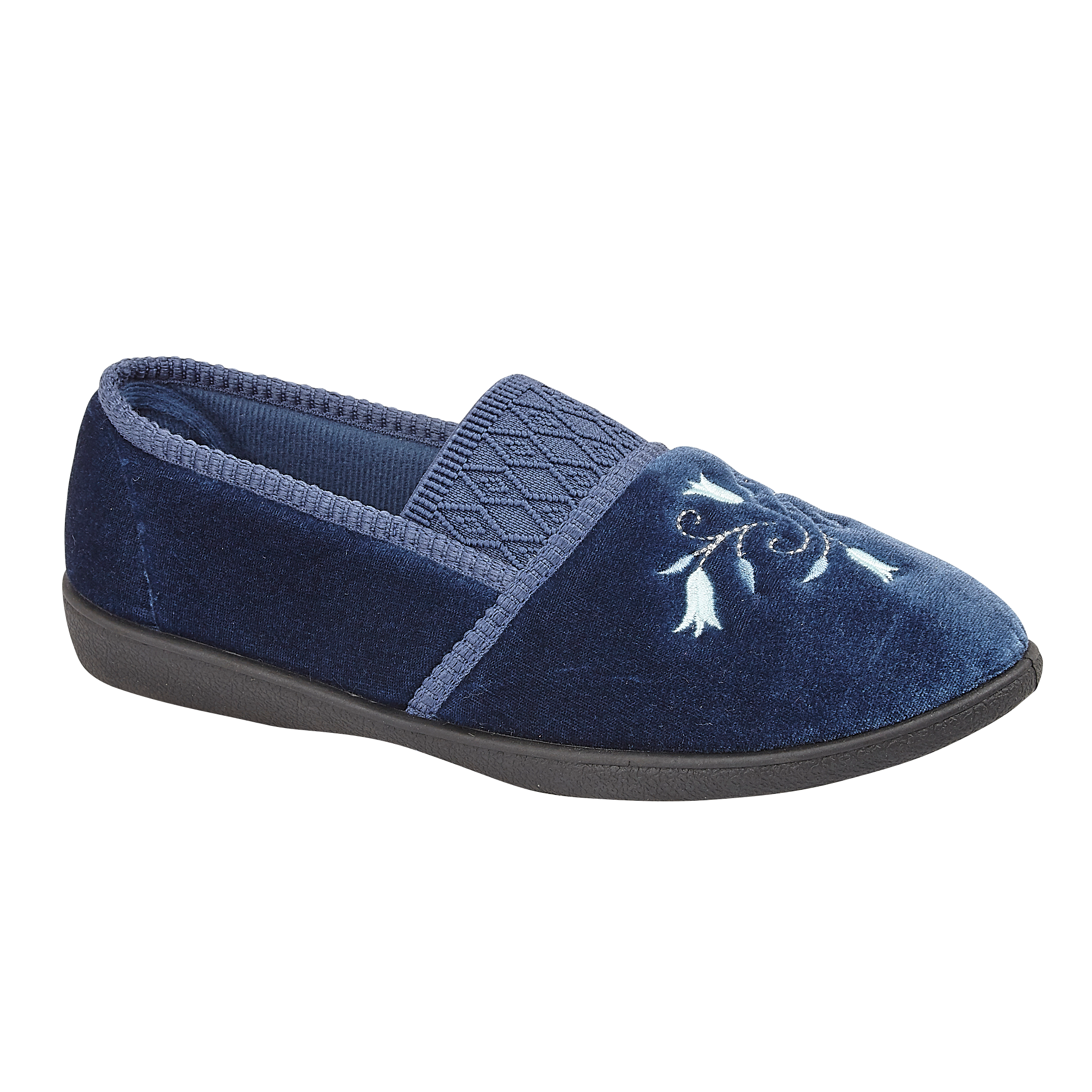 Sasha | Wide Fit Embroidered Slippers