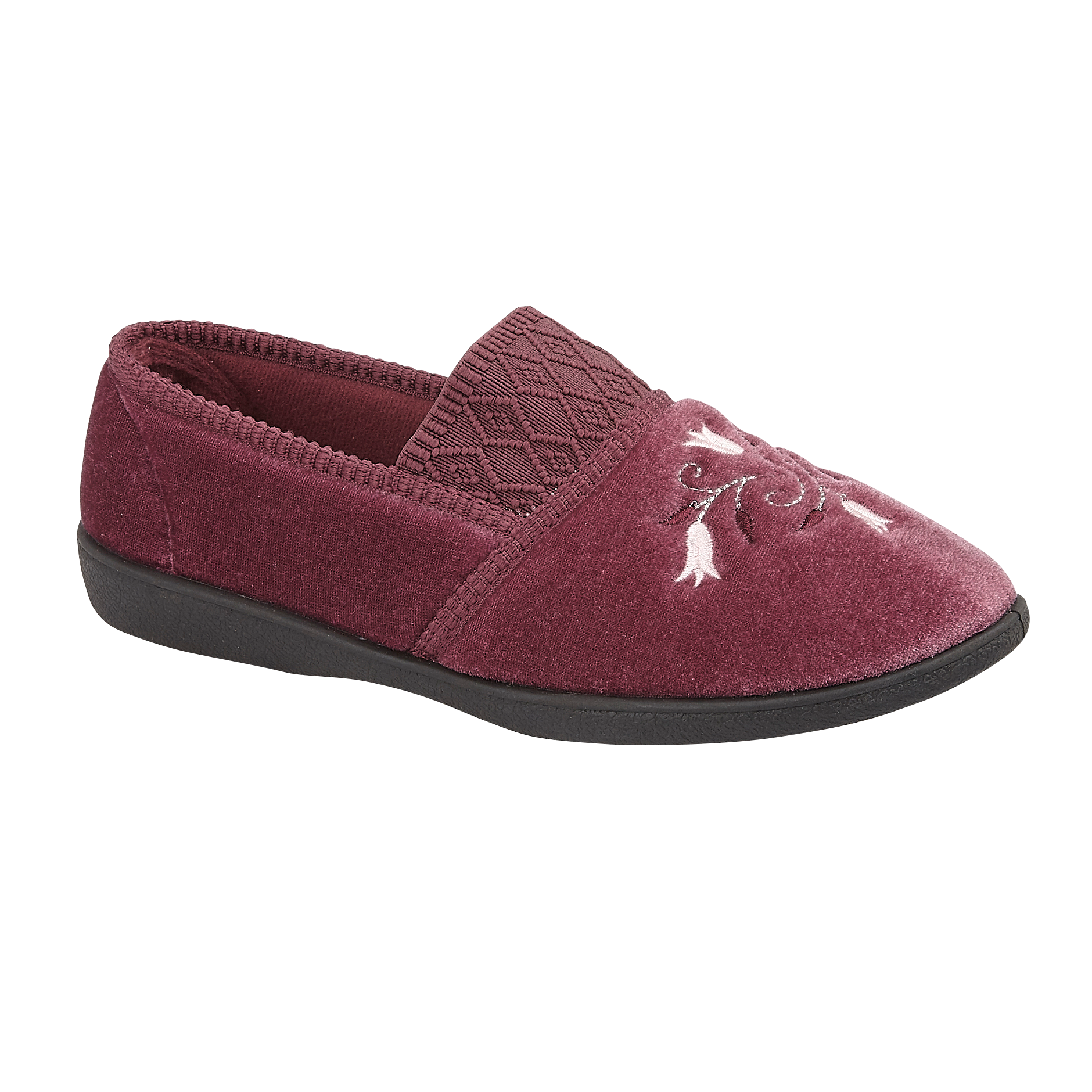 Sasha | Wide Fit Embroidered Slippers