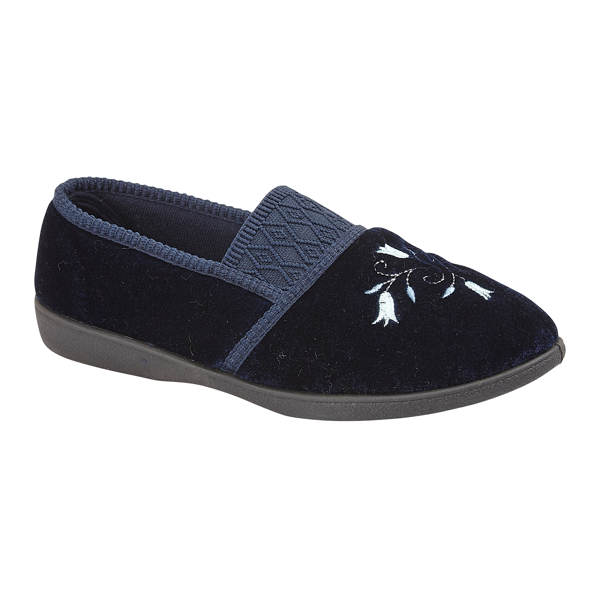 Sasha | Wide Fit Embroidered Slippers