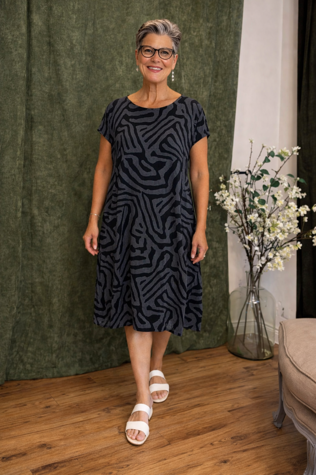 EVIE & BAY | LINEN SUMMER MIDI DRESS FOR WOMEN