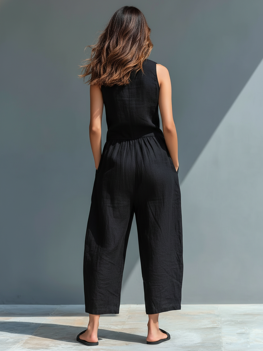 Adriana | Linen Blend Button-up Stand-collar