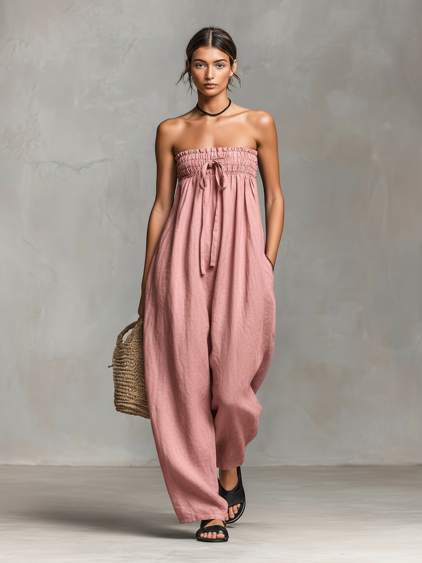 Cora | Loose-fitting Linen Blend Strapless