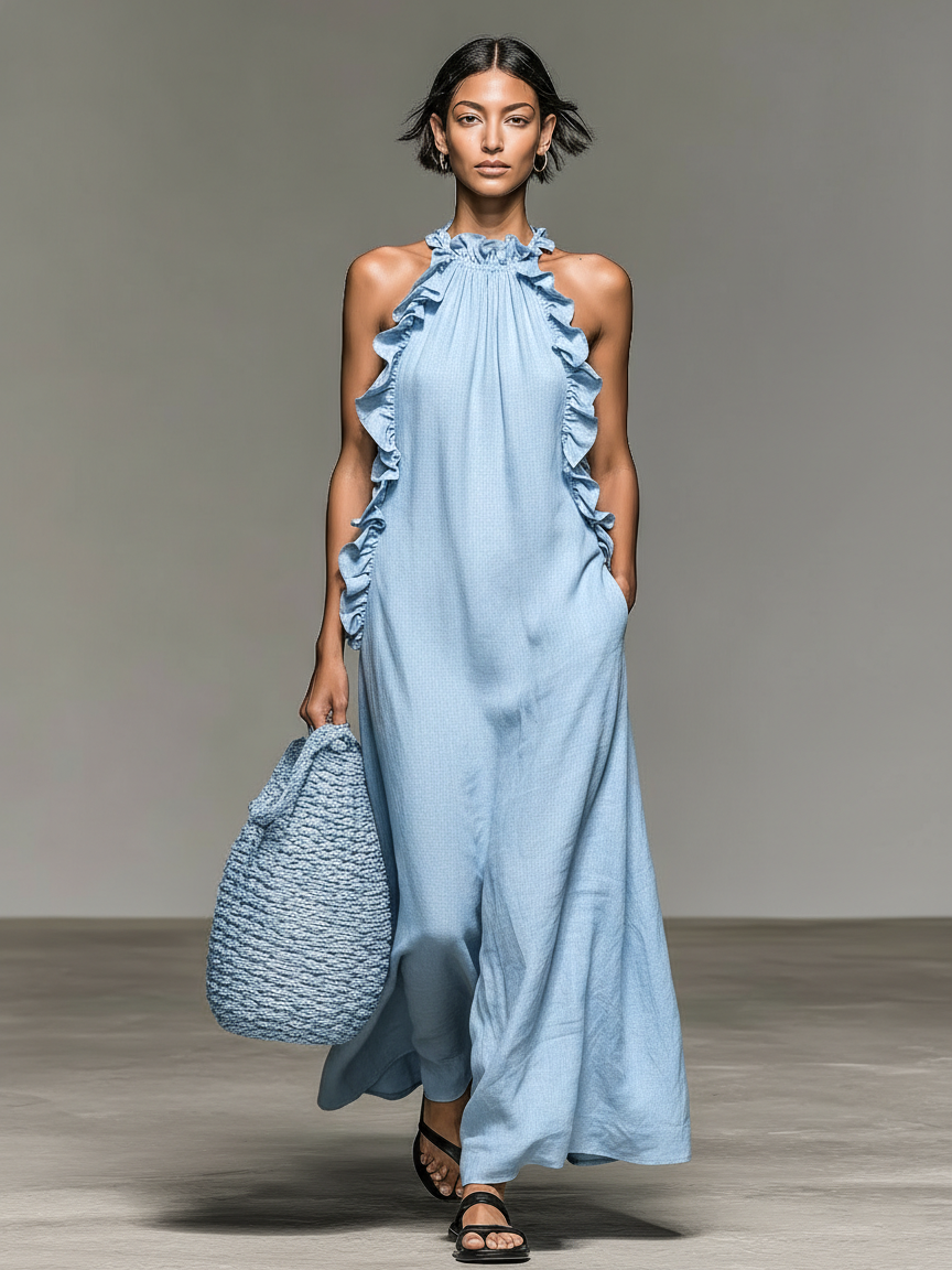 Ariel | Linen-blend Sleeveless Maxi Dress