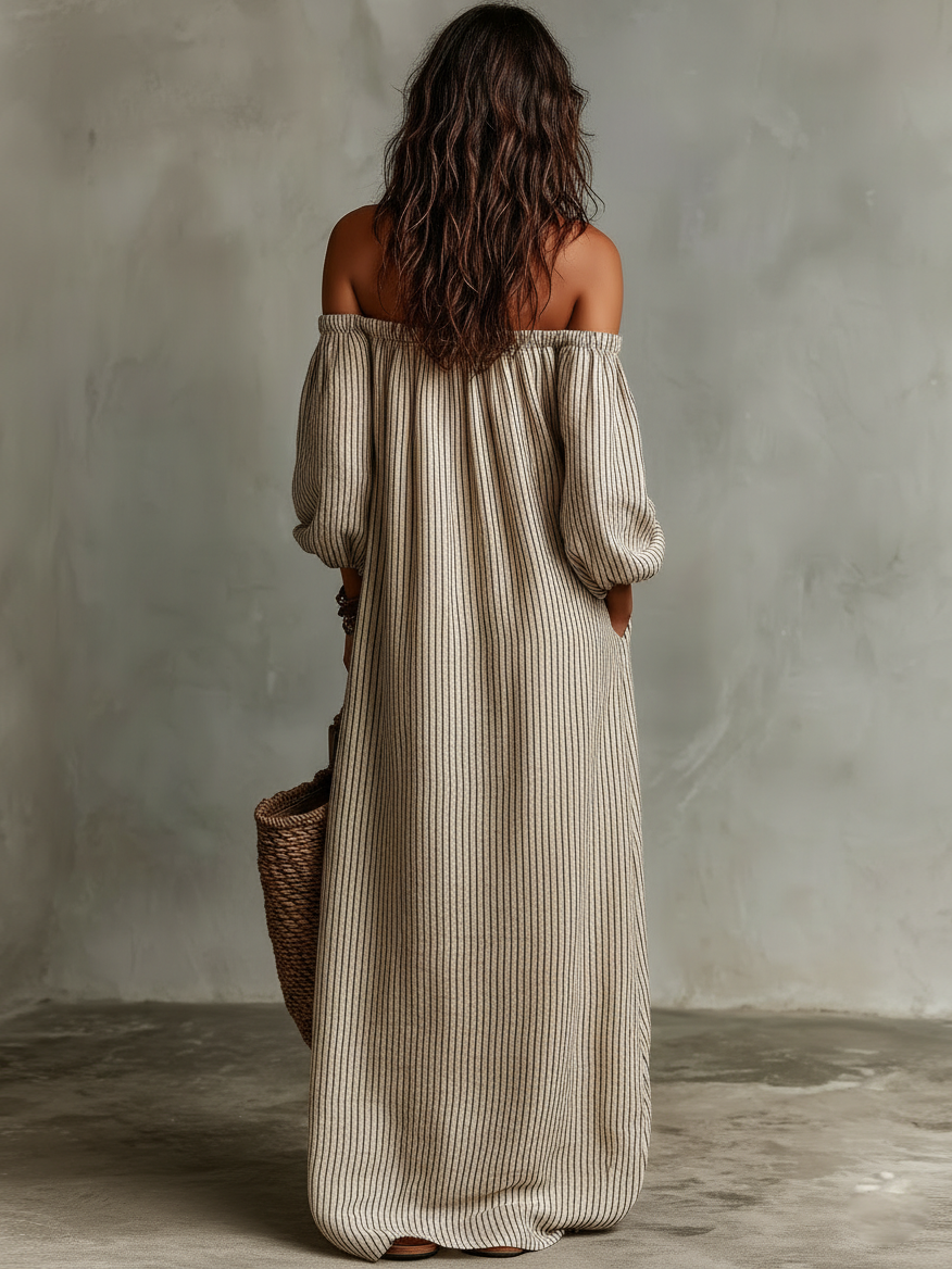 Anna | Vacation Cotton-linen Blend Off-shoulder