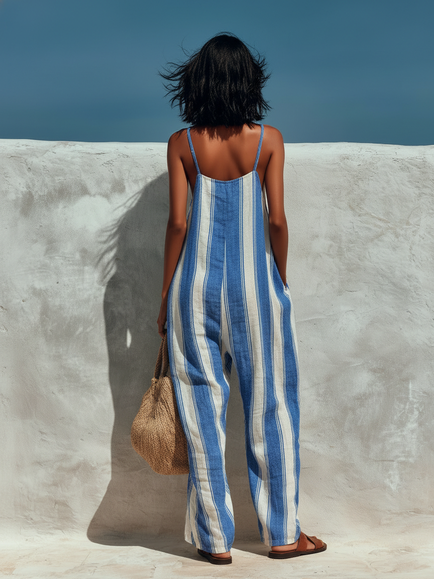 Keira | Vacation-style Striped Printed Suspender