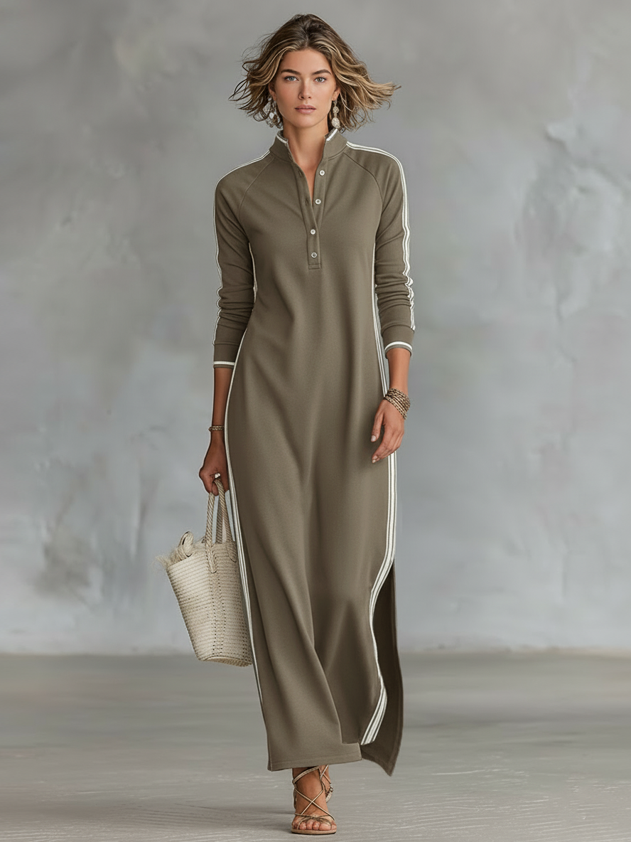 Adelaide | White-trimmed Button-down Collar Sweatshirt