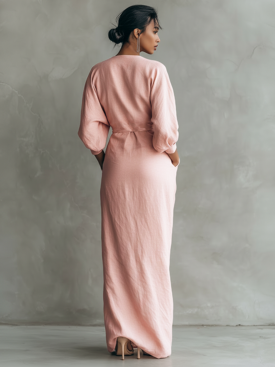 Alice | Pink V-neck Linen Blend