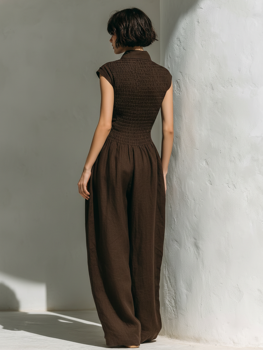 Evelyn | Linen Blend Jumpsuit Cap