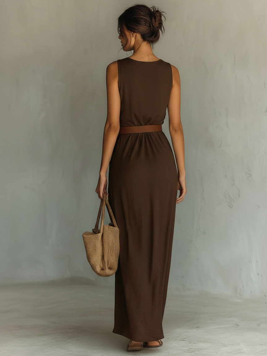 Gloria | Cowl Neck Sleeveless Belted