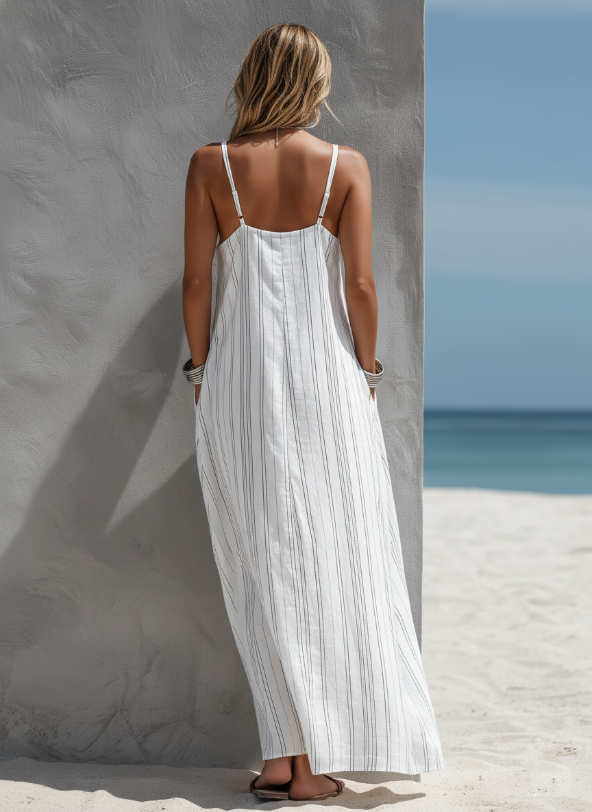 Kaia | Casual White Vertical Striped