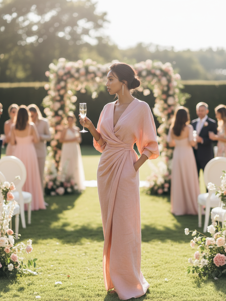 Alice | Pink V-neck Linen Blend