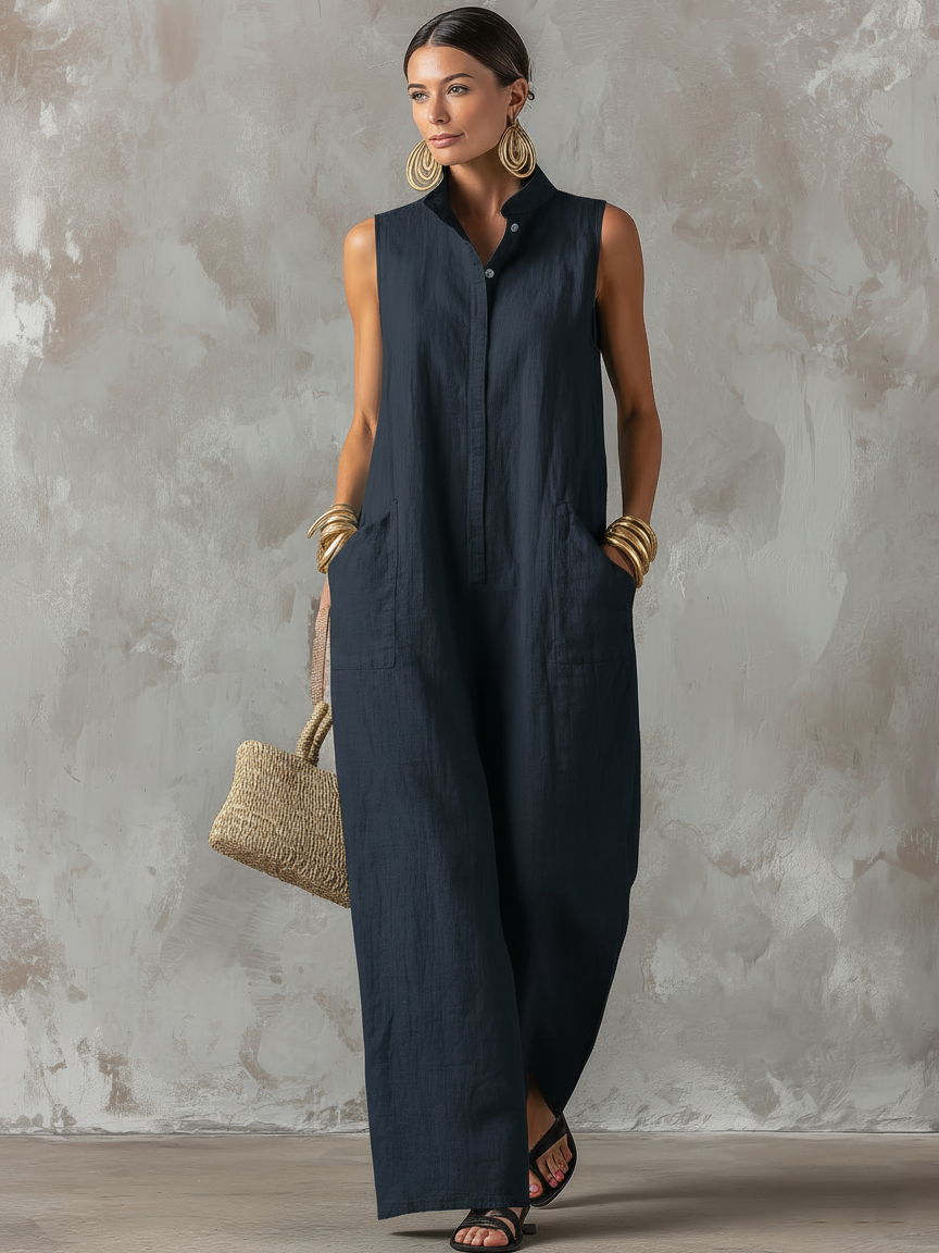 Annie | Loose-Fit Linen-Blend Jumpsuit —