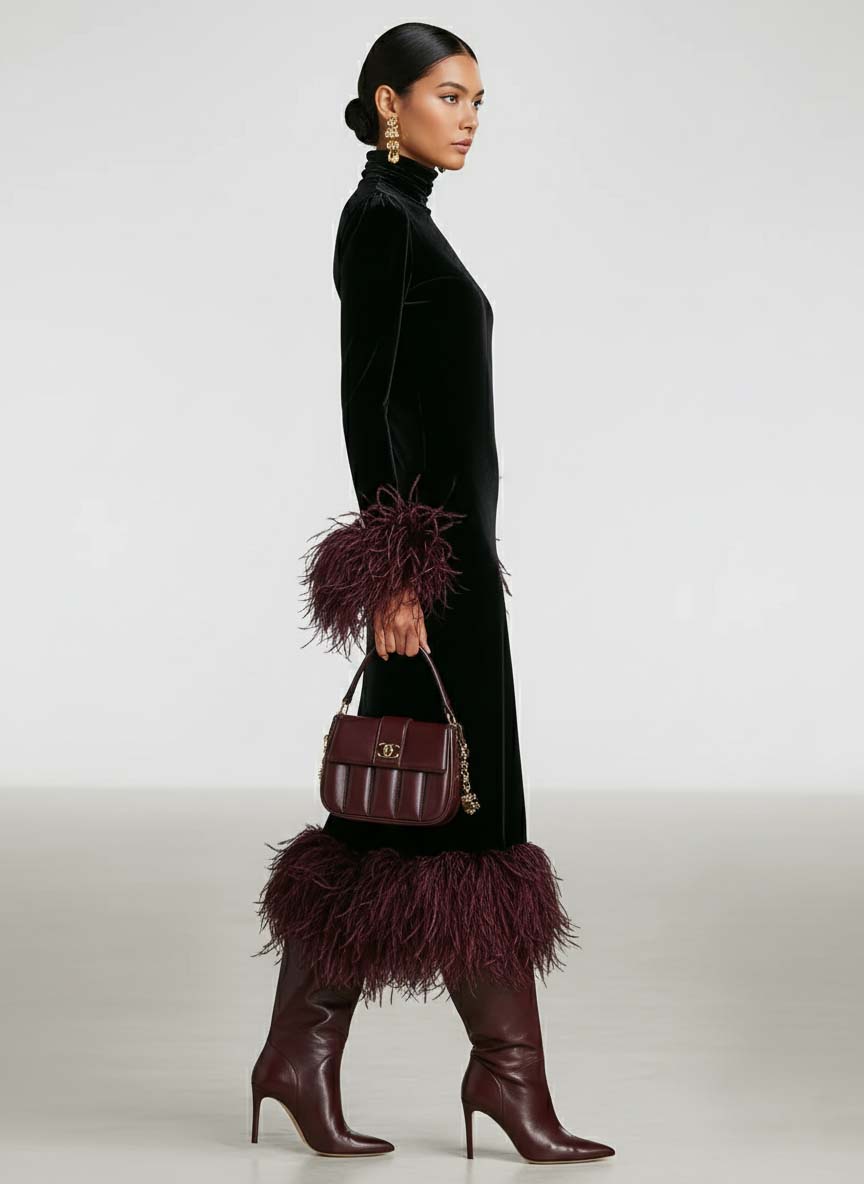 Fleur | Velvet Patchwork Faux Ostrich