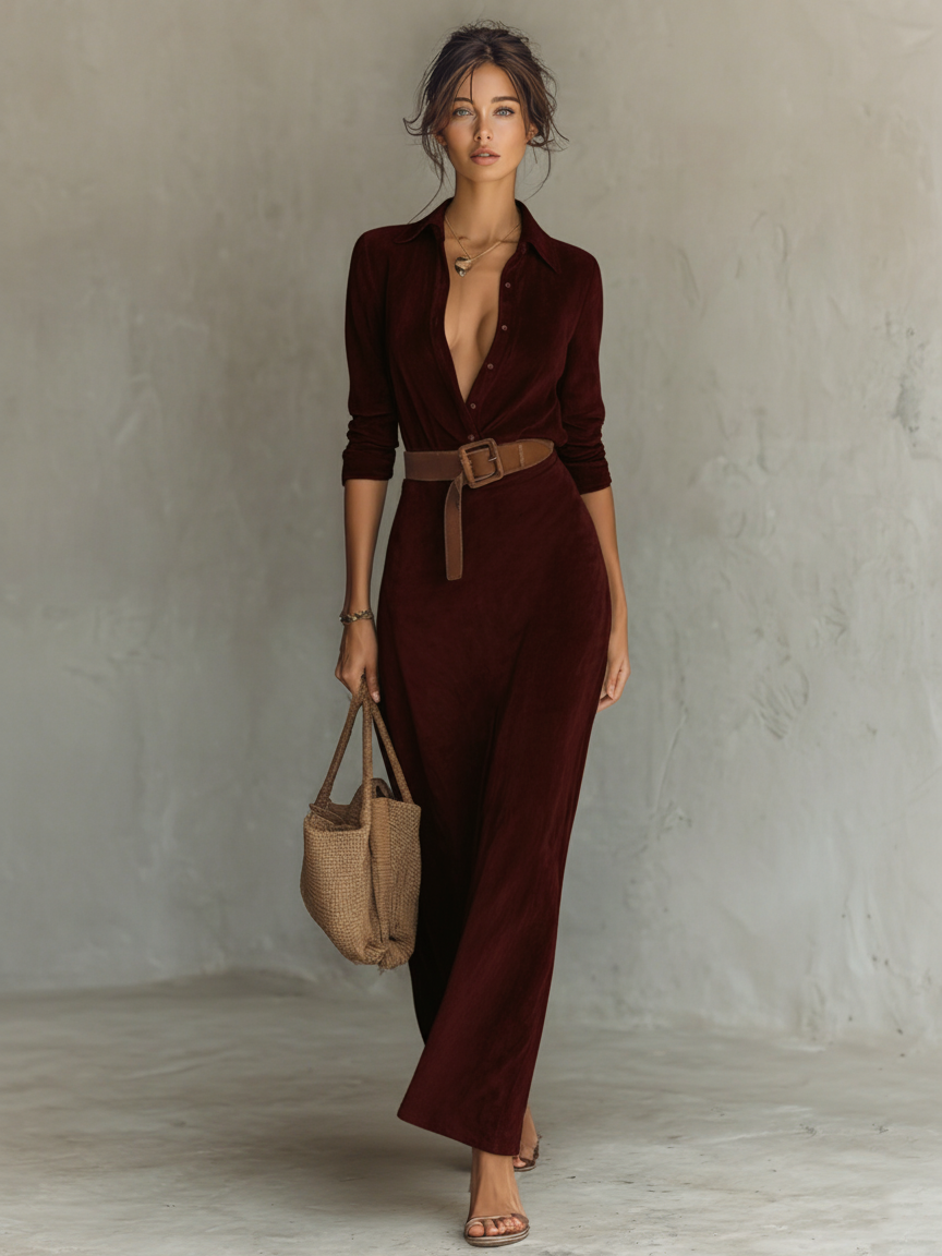 Meg | Suede Single-breasted Lapel Belt