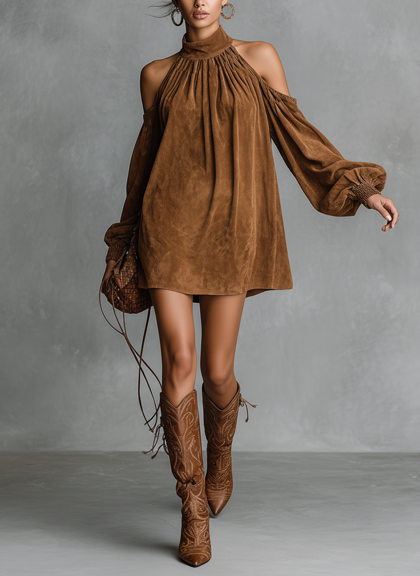 Felicia | Loose-fitting Faux Suede Halter
