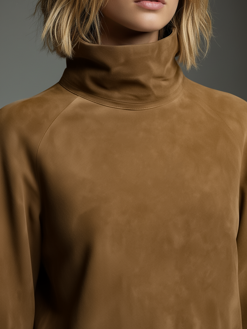 Ingrid | Vintage Loose Suede Turtleneck