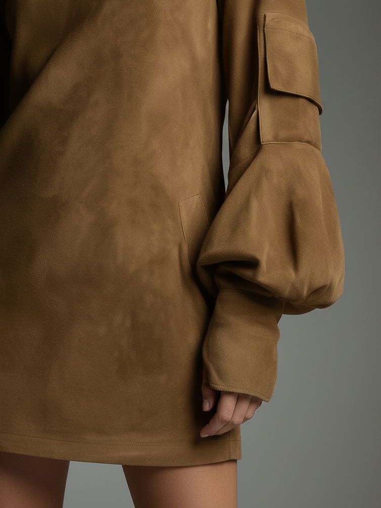 Ingrid | Vintage Loose Suede Turtleneck