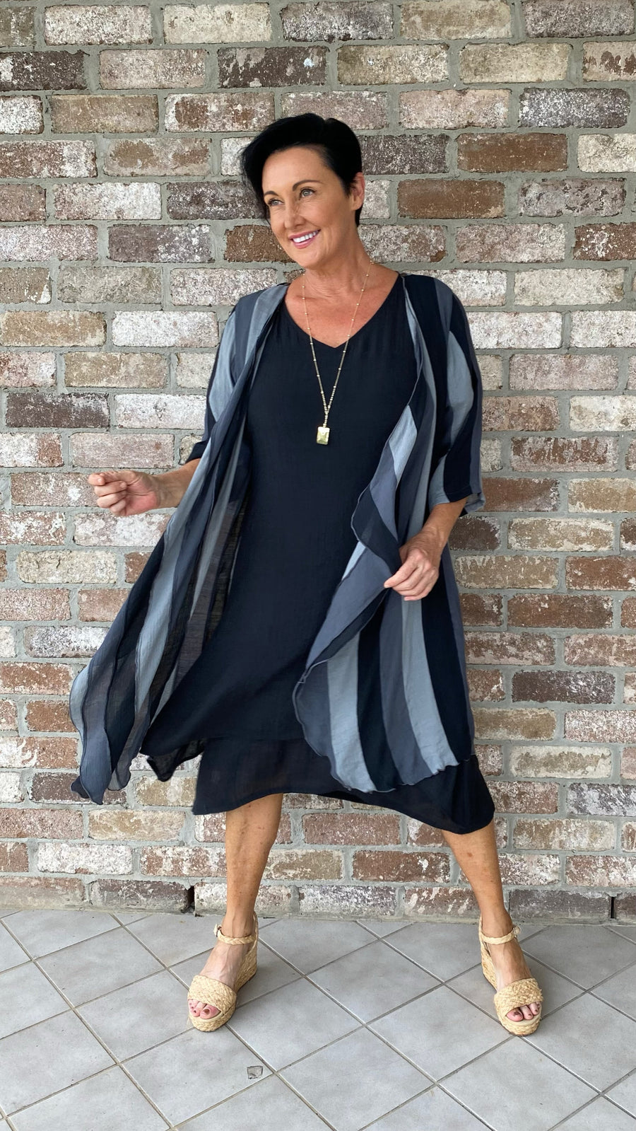 Della | Infinity Jacket Liquorice Stripe
