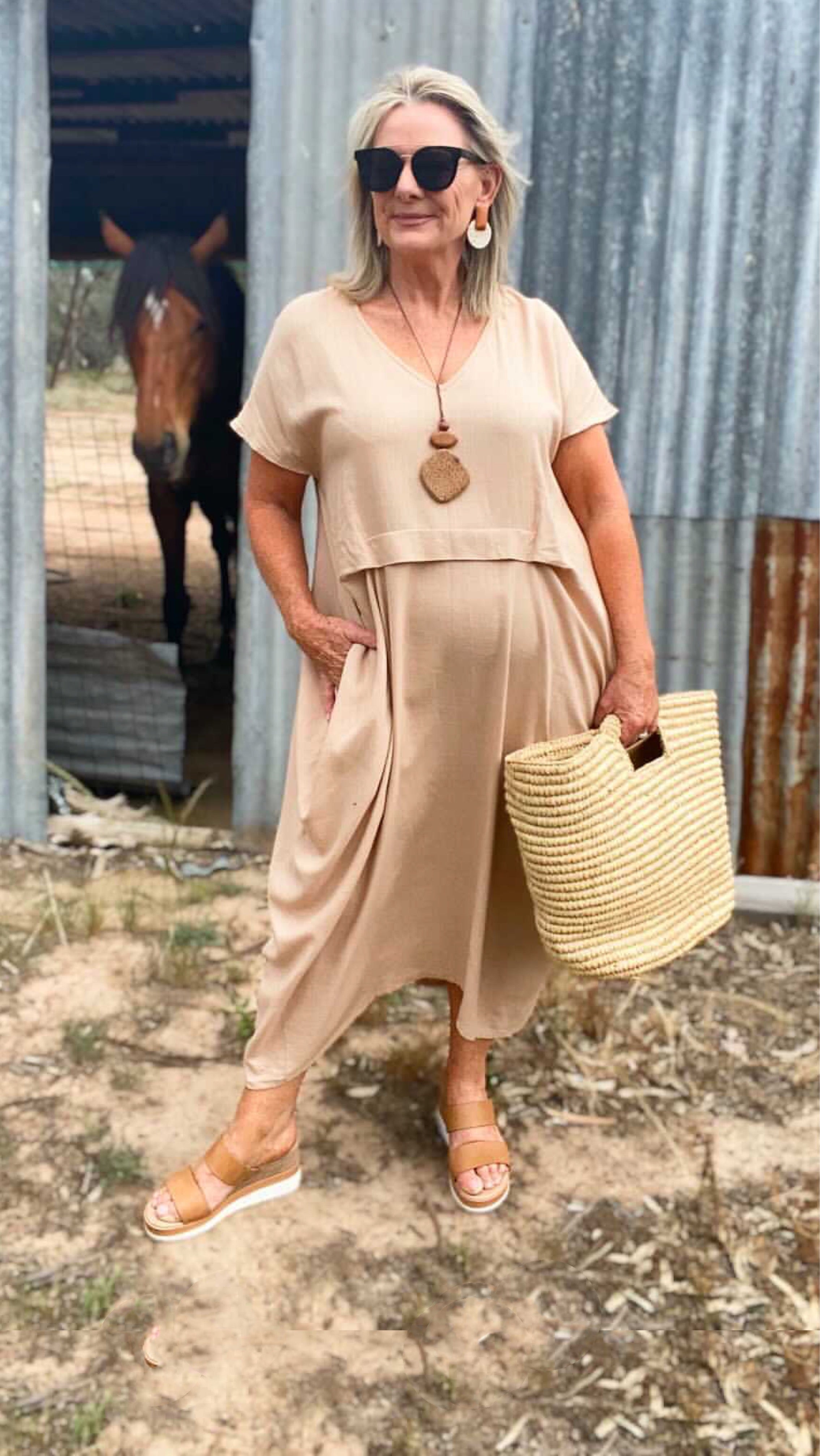 Sophia | Waterfall Linen Midi Dress
