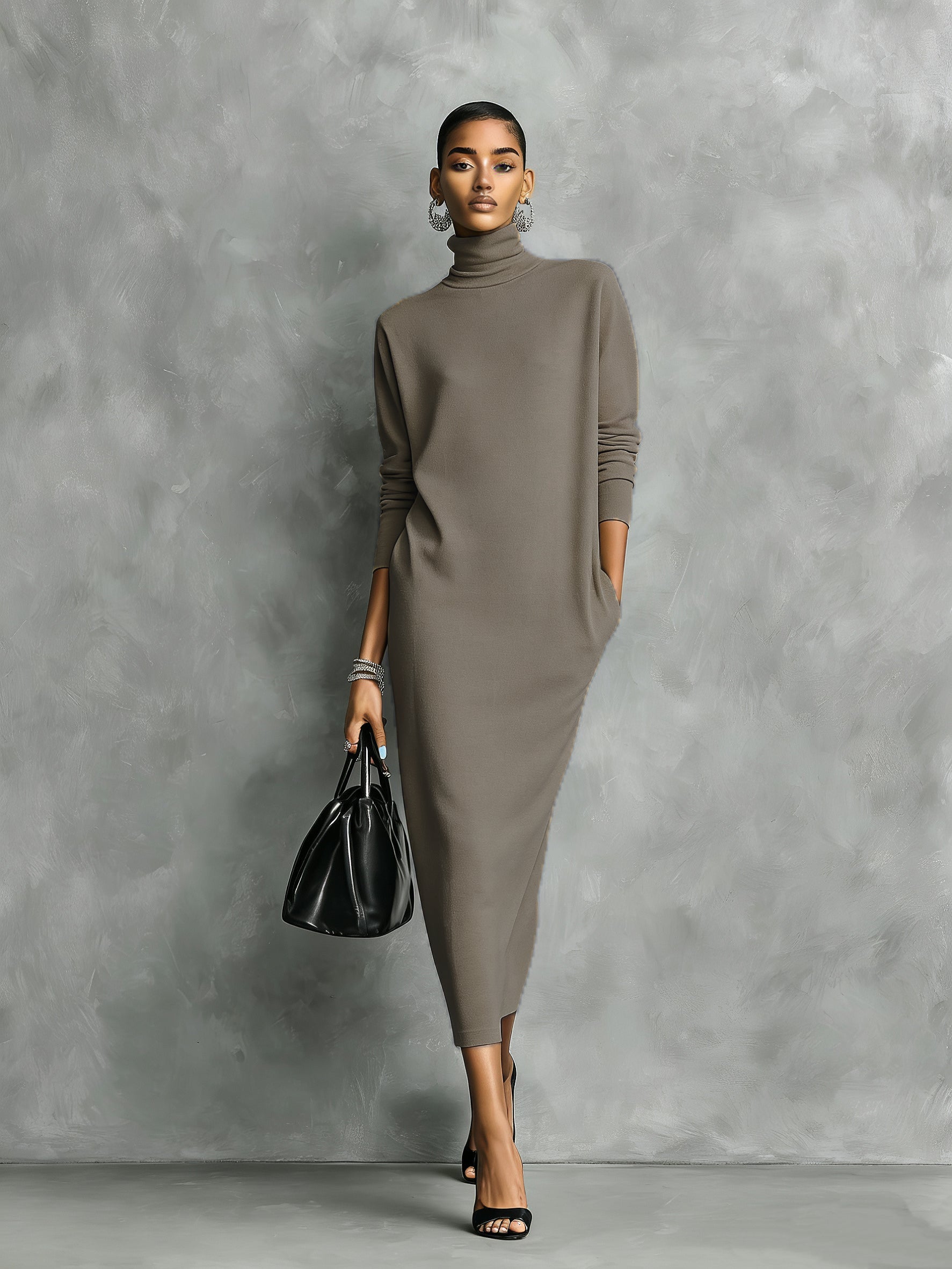 Anastasia | Elegant Black Knitted Turtleneck
