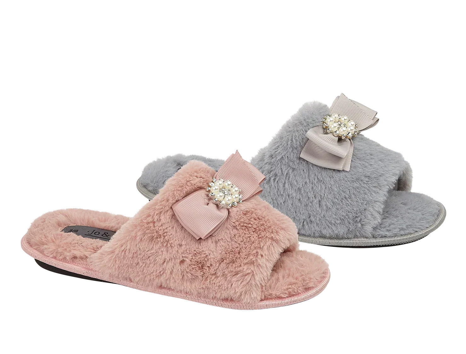 Coral | Faux Fur Open Toe Sliders