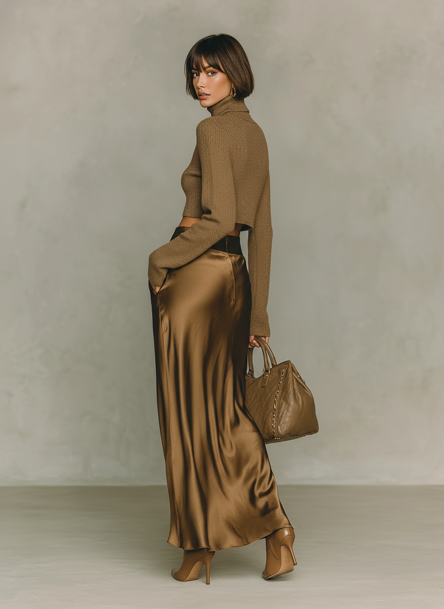 Gracie | Fashionable Gold-brown Turtleneck Long-sleeved