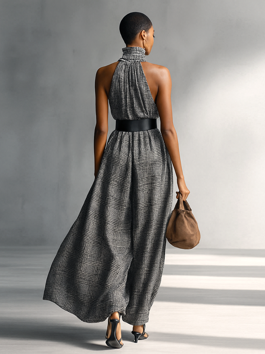 Val | Plaid High Collar Sleeveless
