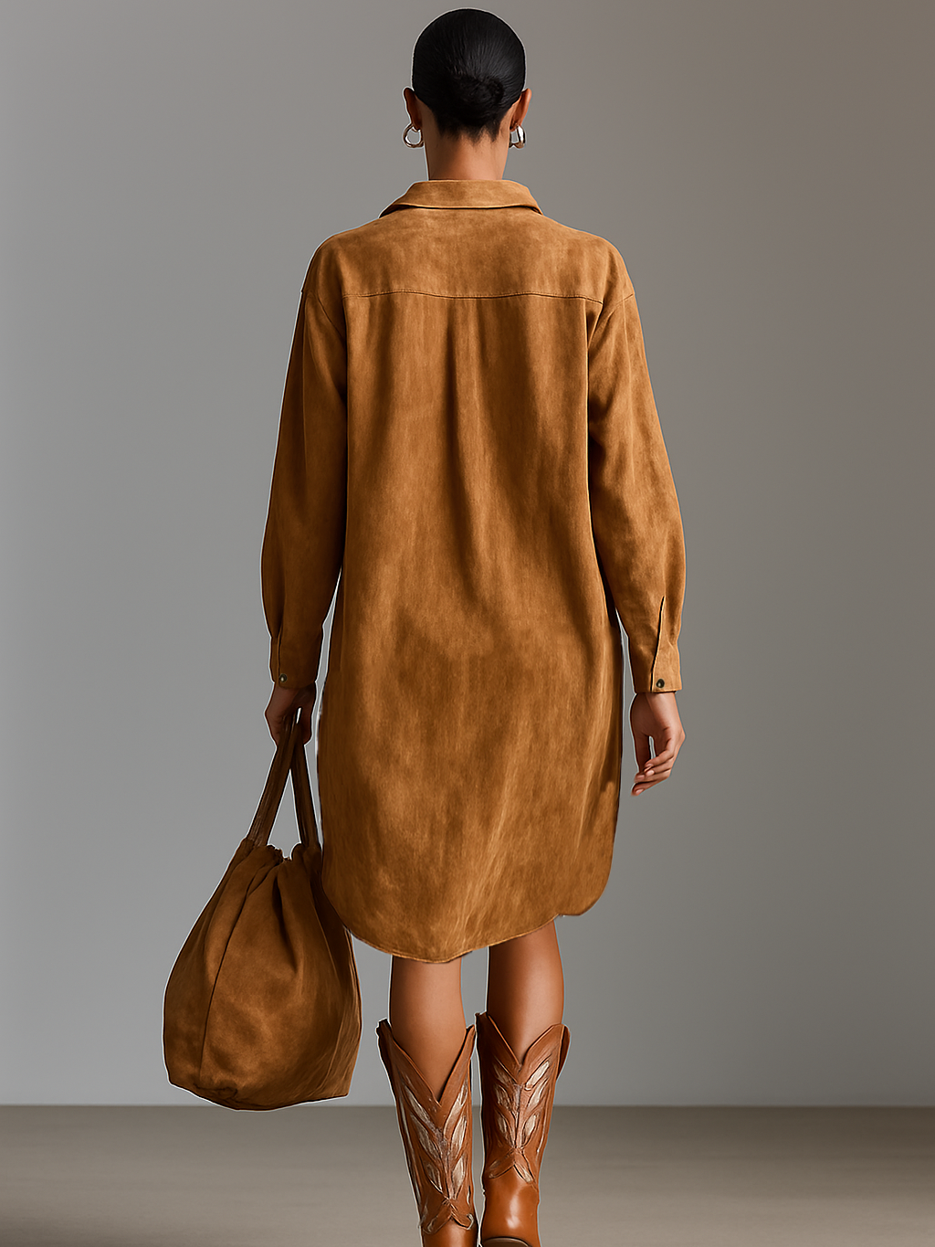 Kelly | Suede Loose Lapel V-neck