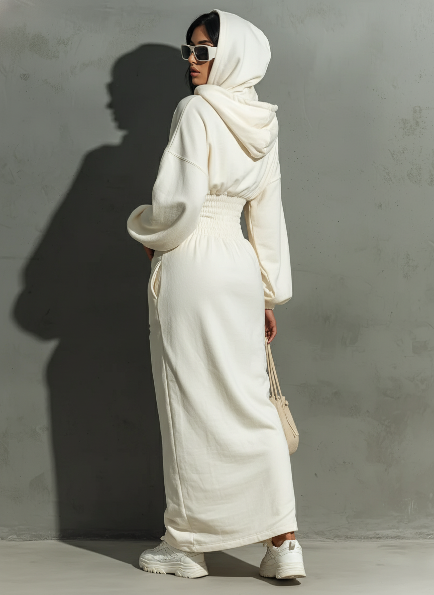 Lola | Waist Shirring Hooded Sweatshirt