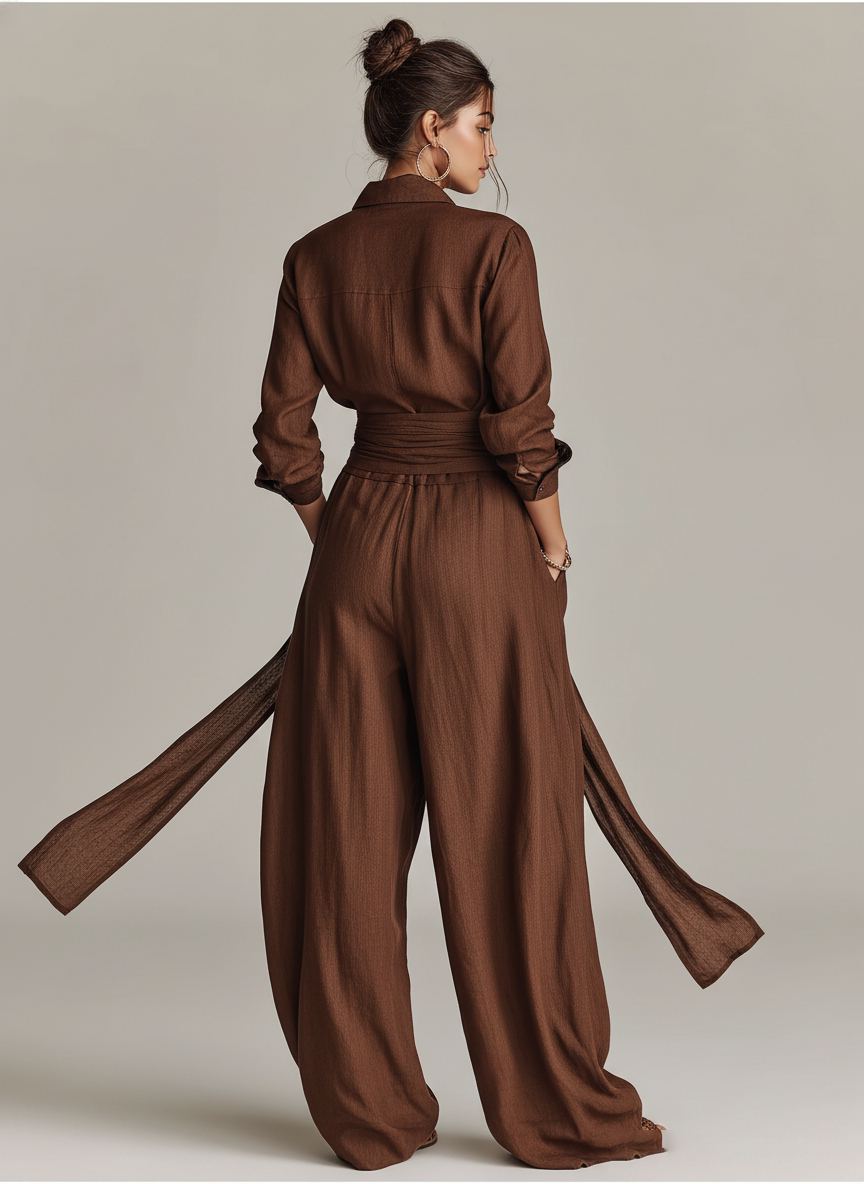 Annabel | Elegant Brown Woven Cotton-linen