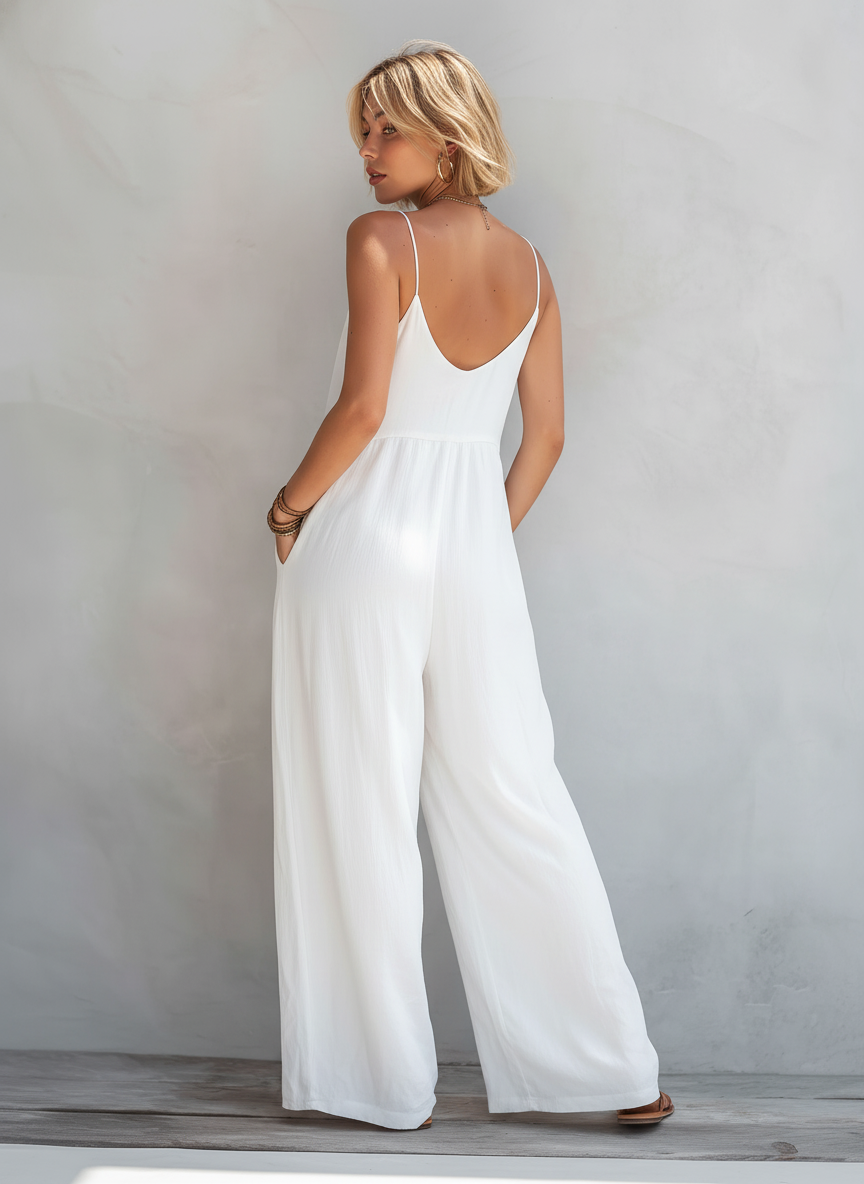 Josie | Casual White Cotton-linen Blend