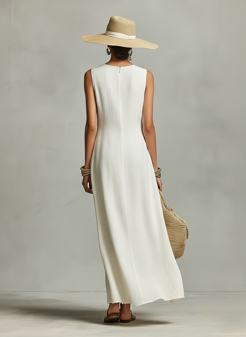 Audrey | Ivory Breathable Linen Dress