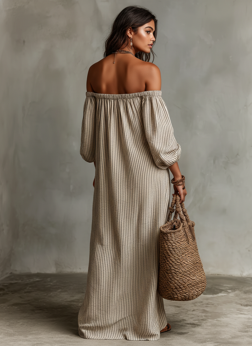Anna | Vacation Cotton-linen Blend Off-shoulder