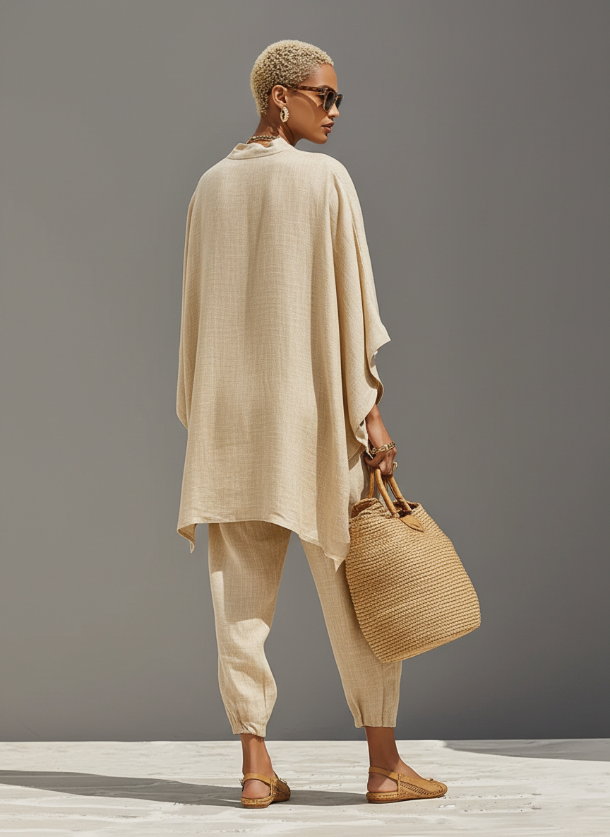 Arabella | Neutral Linen Set Asymmetric