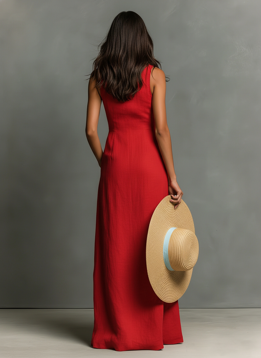 Alba | Linen-Blend Collared Single-Breasted Sleeveless