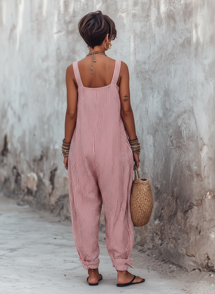 Aisha | Striped Loose-Fit Square-Neck Sleeveless